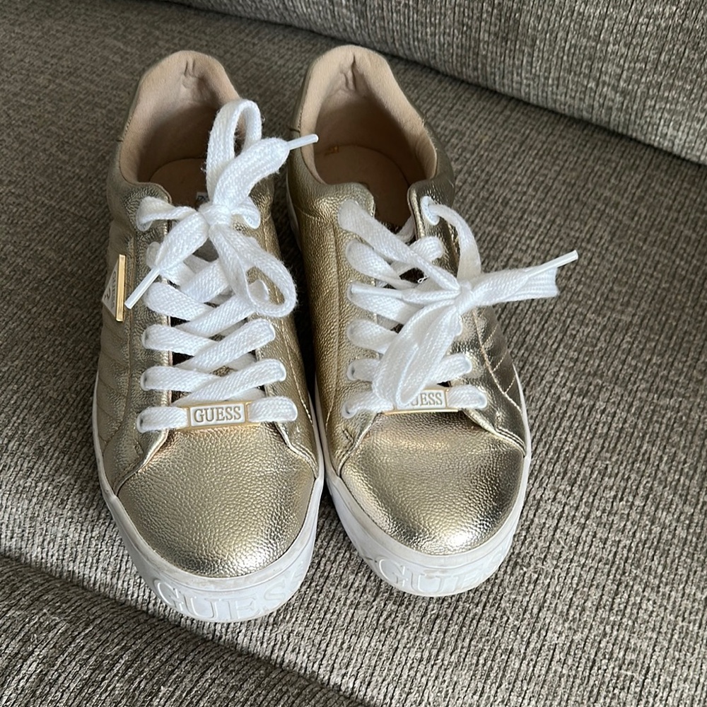 Guess Gold Sneakers with White Laces - Picture 2 of 4